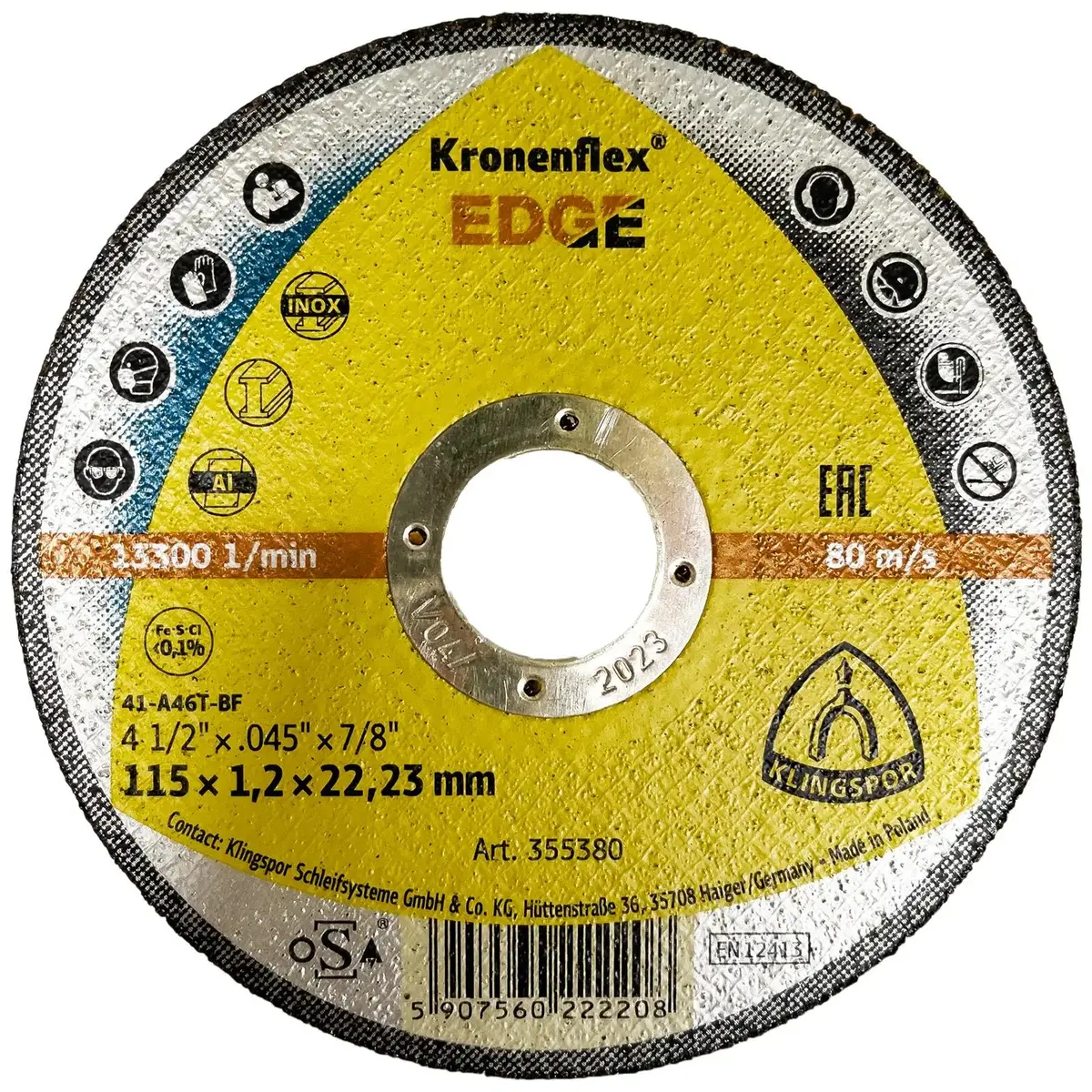 Klingspor Edge Cutting Slitting Discs 115Mm X 1.2Mm For Stainless Steel Aluminium 1