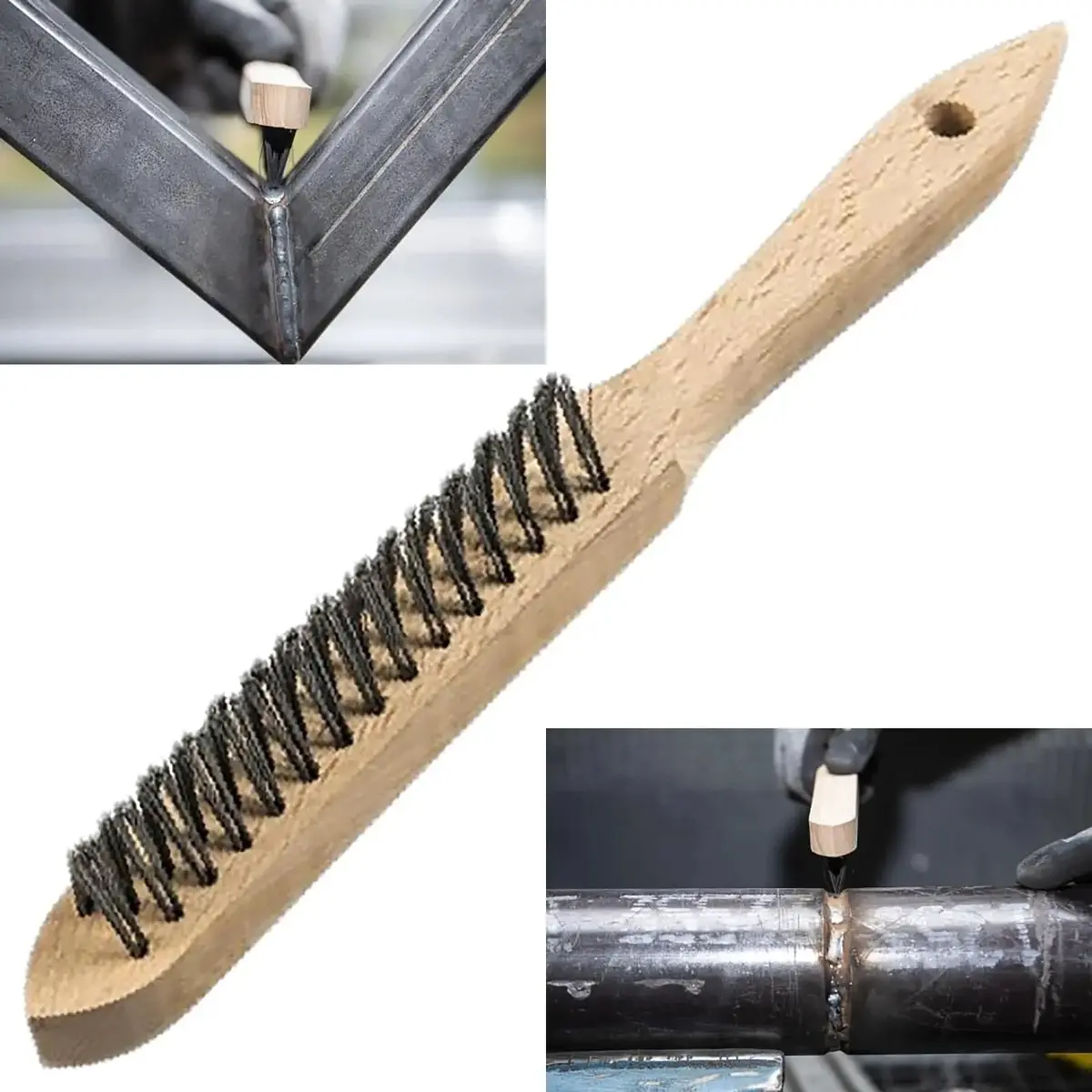 Klingspor Fillet Weld Hand Wire Brush Steel Or Stainless Steel 290Mm Wooden Handle Bhk600 1