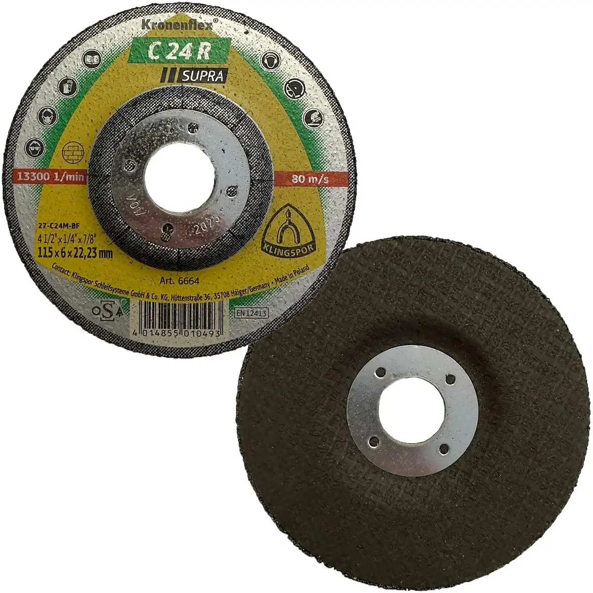 Klingspor Grinding Discs For Stone Concrete 115 X 6 X 22.23Mm Depressed Centre C24r Supra 1