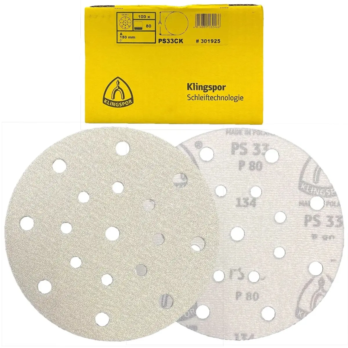 Klingspor Hook And Loop Sanding Discs 150Mm Ps33 17 Holes Gls51 40-400 Grit - Choose Grit 1