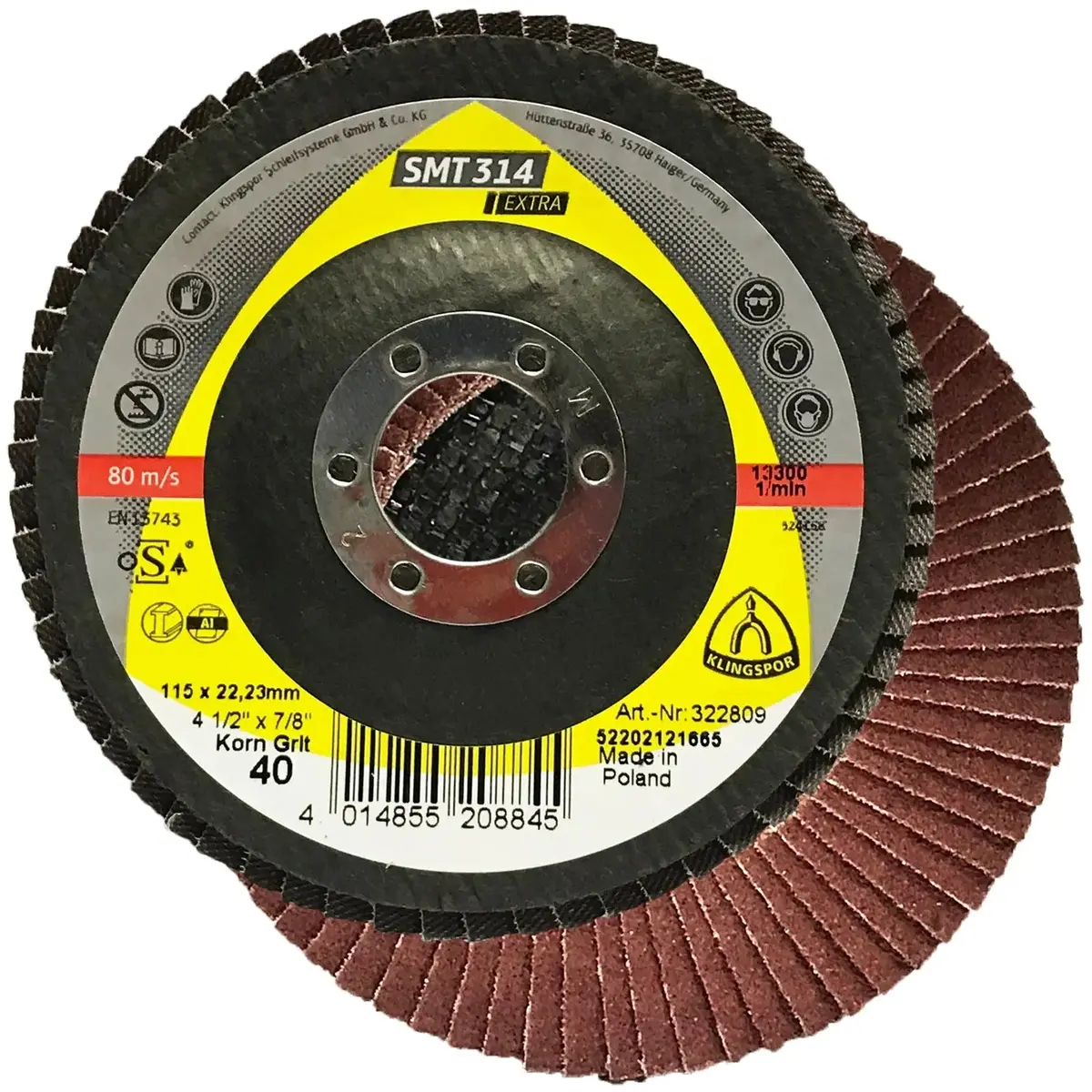 Klingspor Smt314 115Mm Aluminium Oxide Flap Sanding Discs 40-120 Grit 1