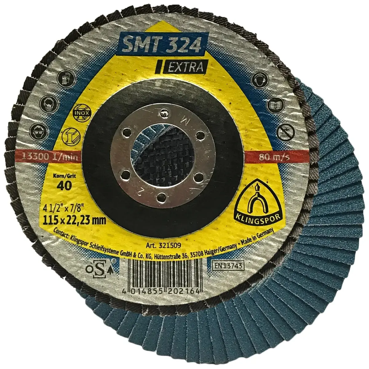 Klingspor Smt324 115Mm Zirconia Alumina Flap Sanding Discs 40-80 Grit 1
