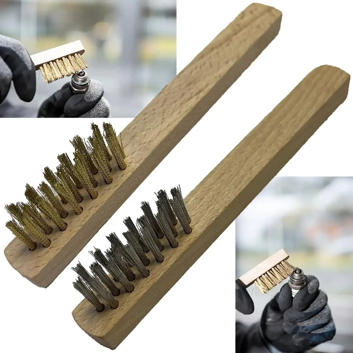 Klingspor Spark Plug Wire Brush Brass Or Stainless Steel 145Mm Wooden Handle Bhz600 1