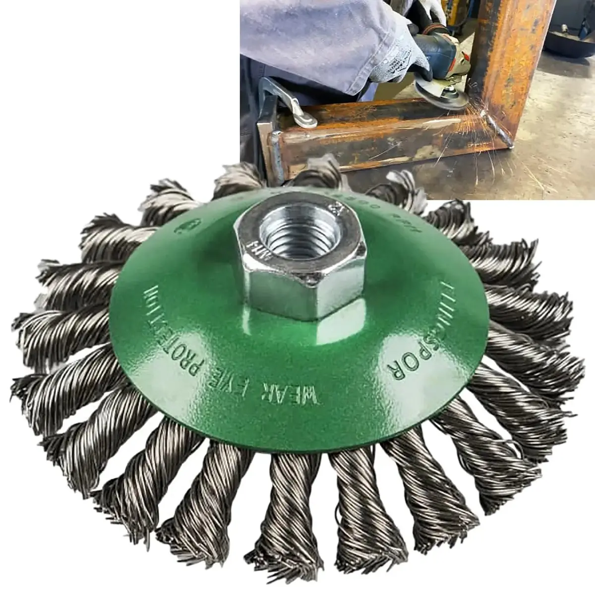 Klingspor Twist Knot Cone Brush Wire Wheel 100Mm 115Mm M14 Stainless Steel Bk600z 1