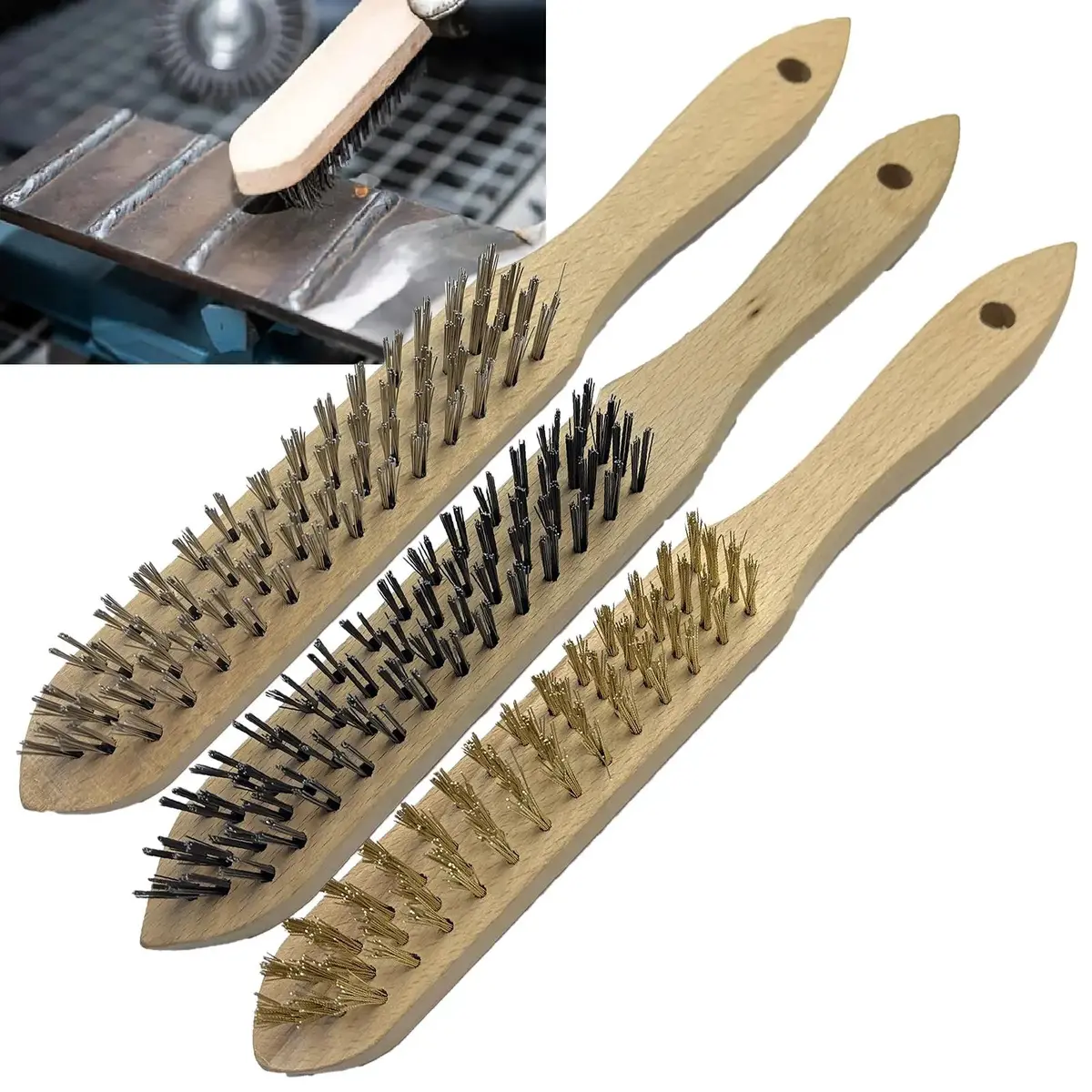 Klingspor Wire Brush Steel Stainless Steel Brass 290Mm Wooden Handle Bh600 1