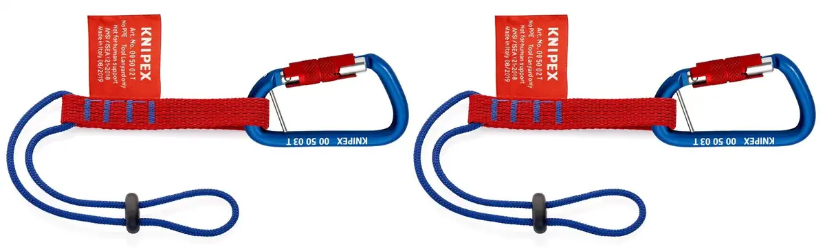 Knipex Adapter Straps With Fixated Carabiner Tethering System Set Lanyard 1.5Kg Max Load 00 50 06 T Bk 1