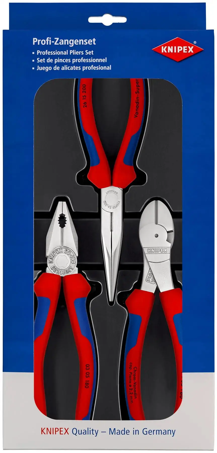 Knipex Assembly Set Tool Kit 3 Piece Combination Diagonal Snipe Nose Pliers 00 20 11 V01 1