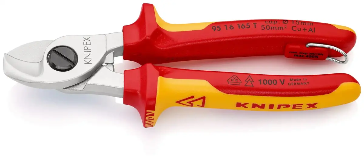 Knipex Cable Shears 165Mm Vde Insulated 1000V With Tether Point 95 16 165 T 1