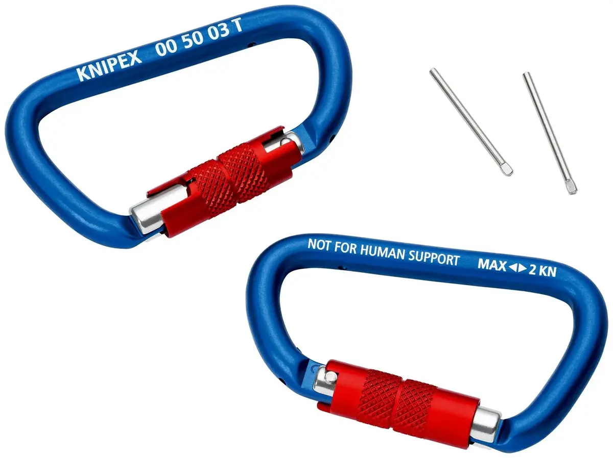 Knipex Carabiner Tool Tether 2 Pieces Working At Height 2 Kn Load Capacity 00 50 03 T Bk 1