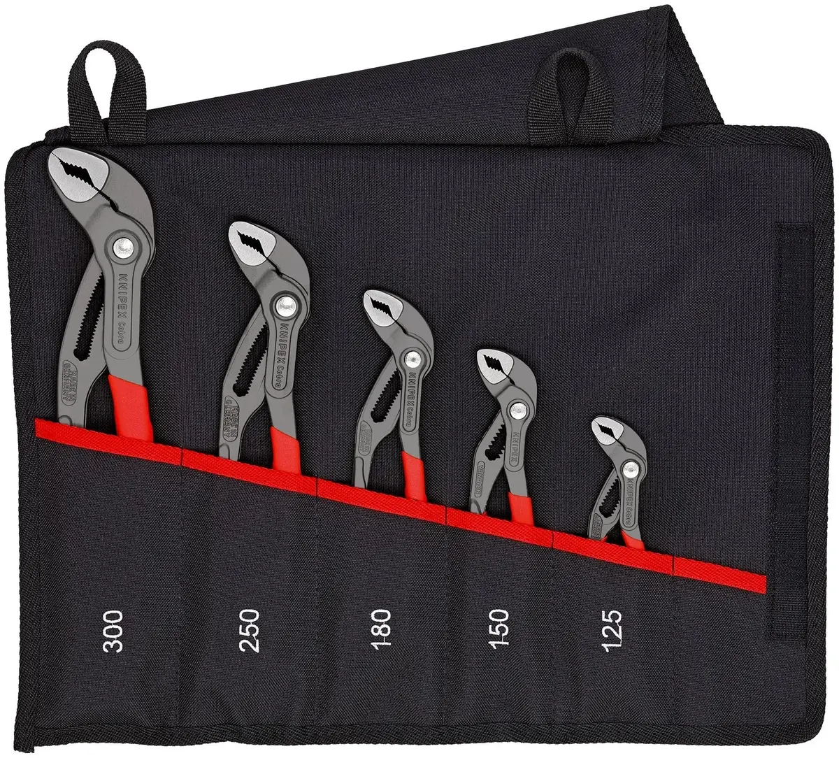 Knipex Cobra® Water Pump Pliers Set In Tool Roll 5 Piece 125 To 300Mm 00 19 55 S5 1
