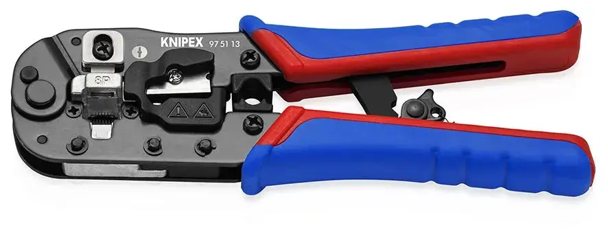 Knipex Crimping Pliers For Rj45 Western Plugs With Multi Component Grips 97 51 13 1