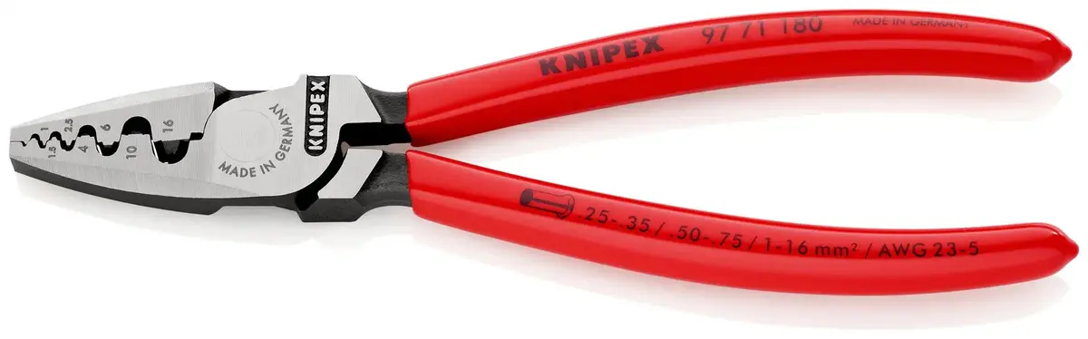 Knipex Crimping Pliers For Wire Ferrules 180Mm 0.25-16Mm² Capacity 97 71 180 1
