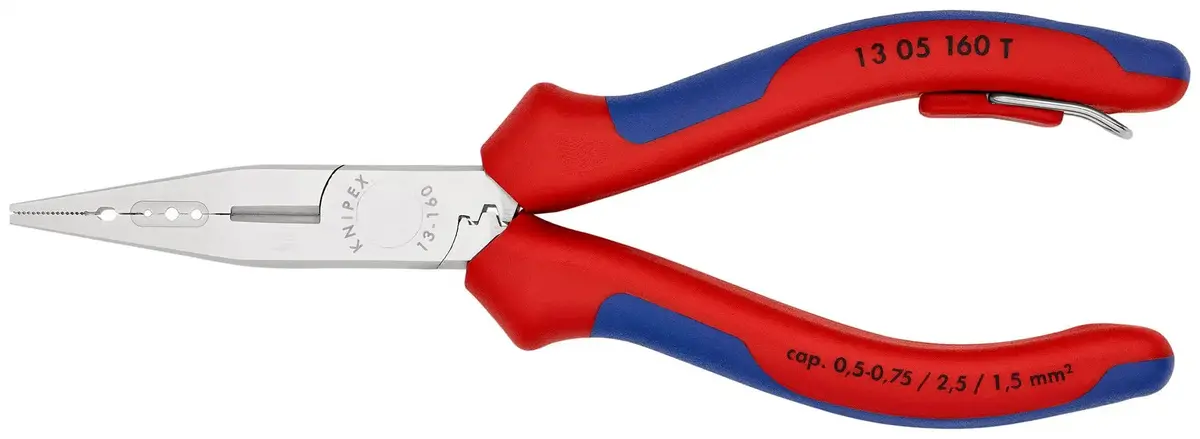 Knipex Electricians Pliers 160Mm Multi Component Grips Chrome Plated With Tether Point 13 05 160 T 1