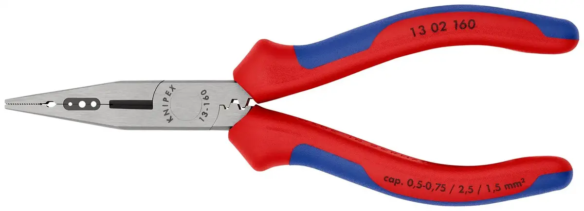 Knipex Electricians Pliers 160Mm For Cable Work Multi Component Grips Black Atramentized 13 02 160 1