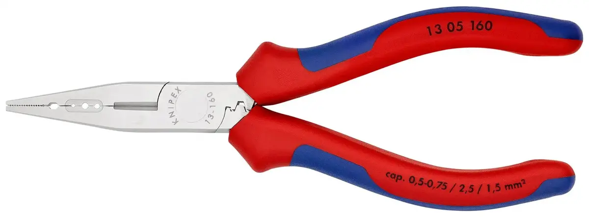 Knipex Electricians Pliers 160Mm For Cable Work Multi Component Grips Chrome Plated 13 05 160 1