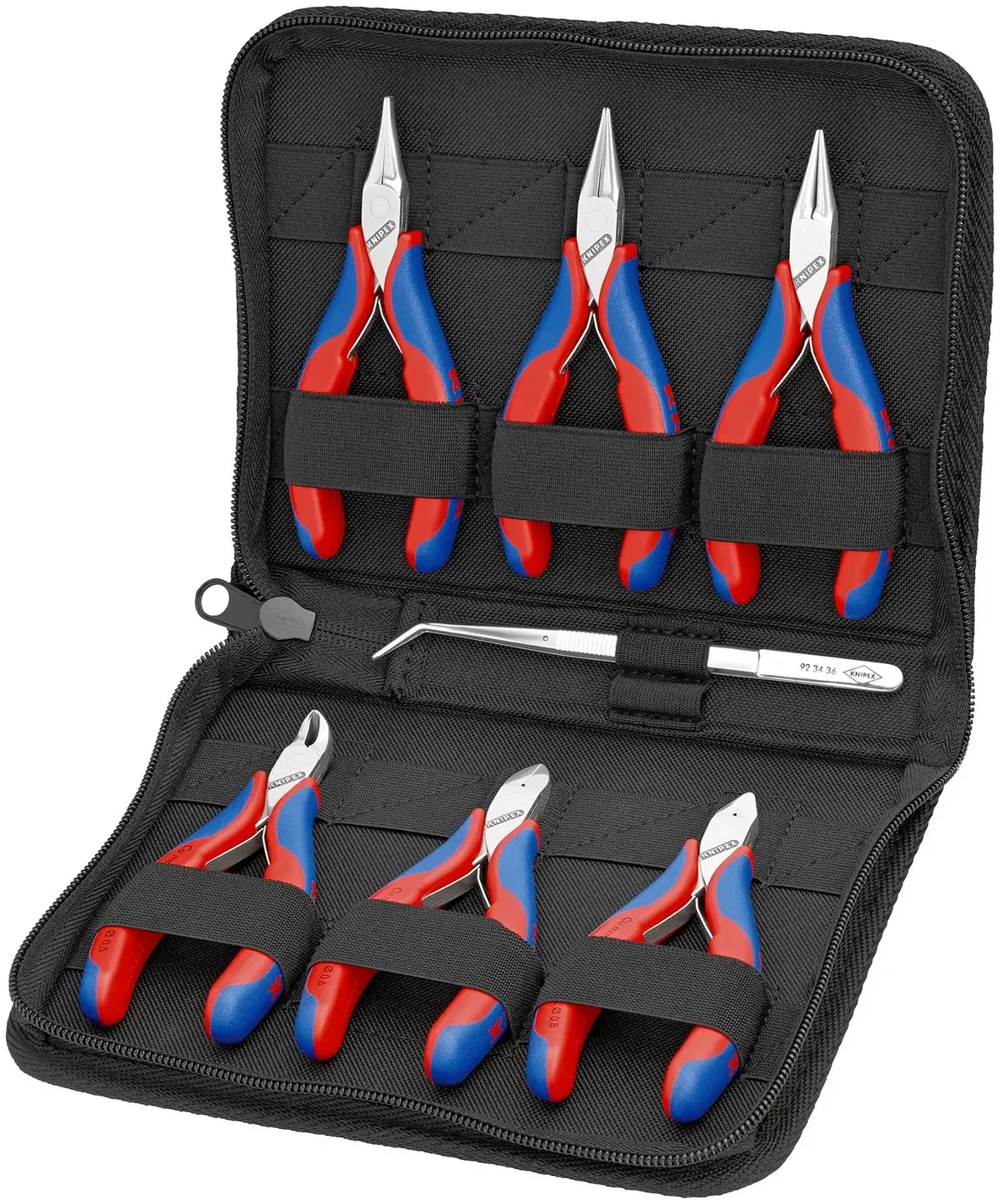 Knipex Electronics Pliers And Tweezer Set In Case 7 Pieces Multi Component Grips 00 20 16 1