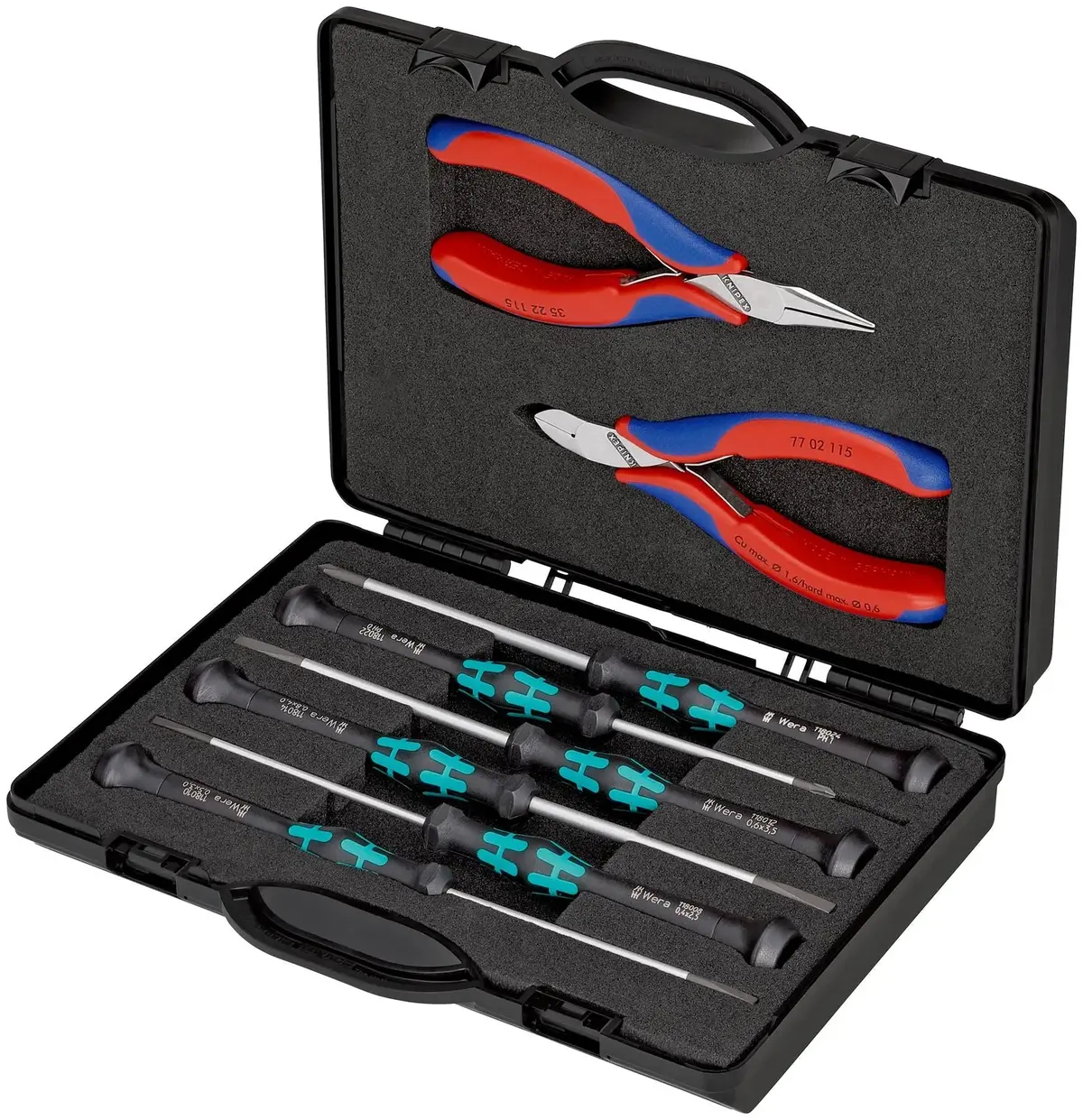 Knipex Electronics Pliers And Wera Precision Screwdriver Set In Case 8 Pieces 00 20 18 1