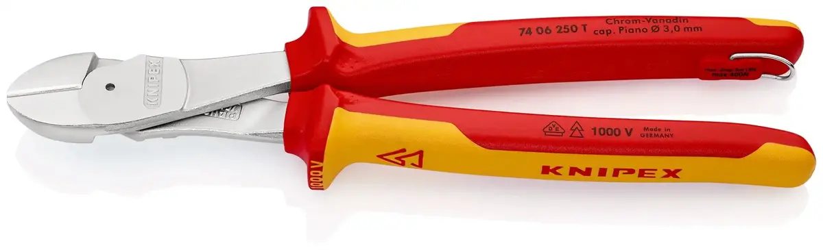 Knipex High Leverage Diagonal Cutter 250Mm Vde Insulated 1000V With Tether Point 74 06 250 T 1