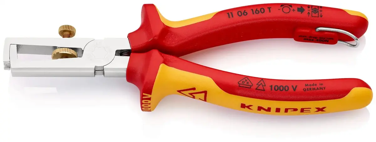 Knipex Insulation Stripper With Opening Spring 160Mm Vde Insulated 1000V With Tether Point 11 06 160 T 1