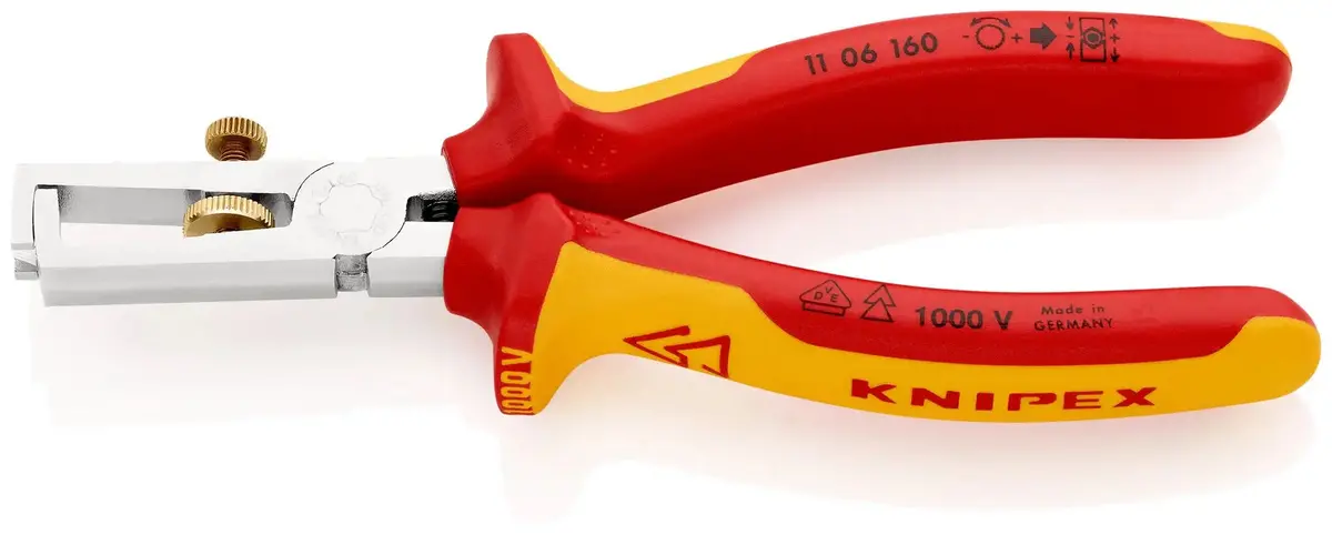 Knipex Insulation Wire Stripper With Opening Spring 160Mm Vde Insulated 1000V 11 06 160 1
