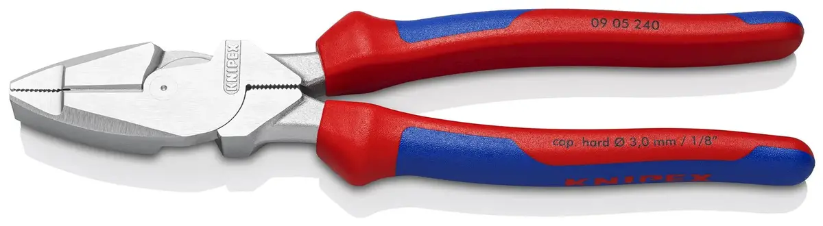 Knipex Linemans Pliers American Style 240Mm Multi Component Grips Chrome Plated 09 05 240 1