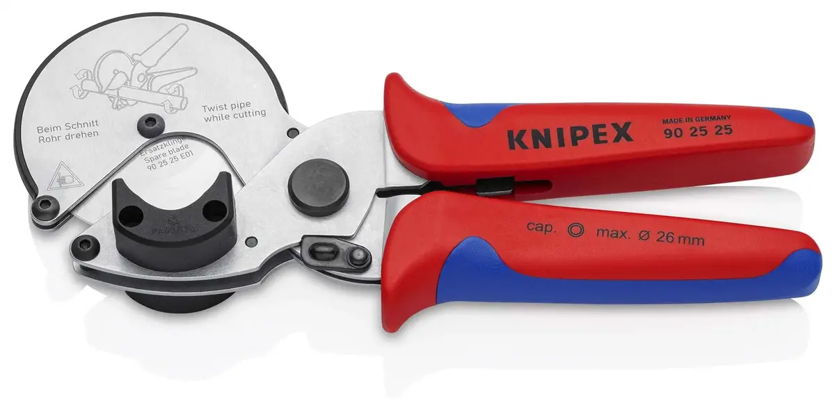 Knipex Pipe Cutter For Composite And Plastic Pipes 26Mm Capactiy Multi Component Grips 90 25 25 1