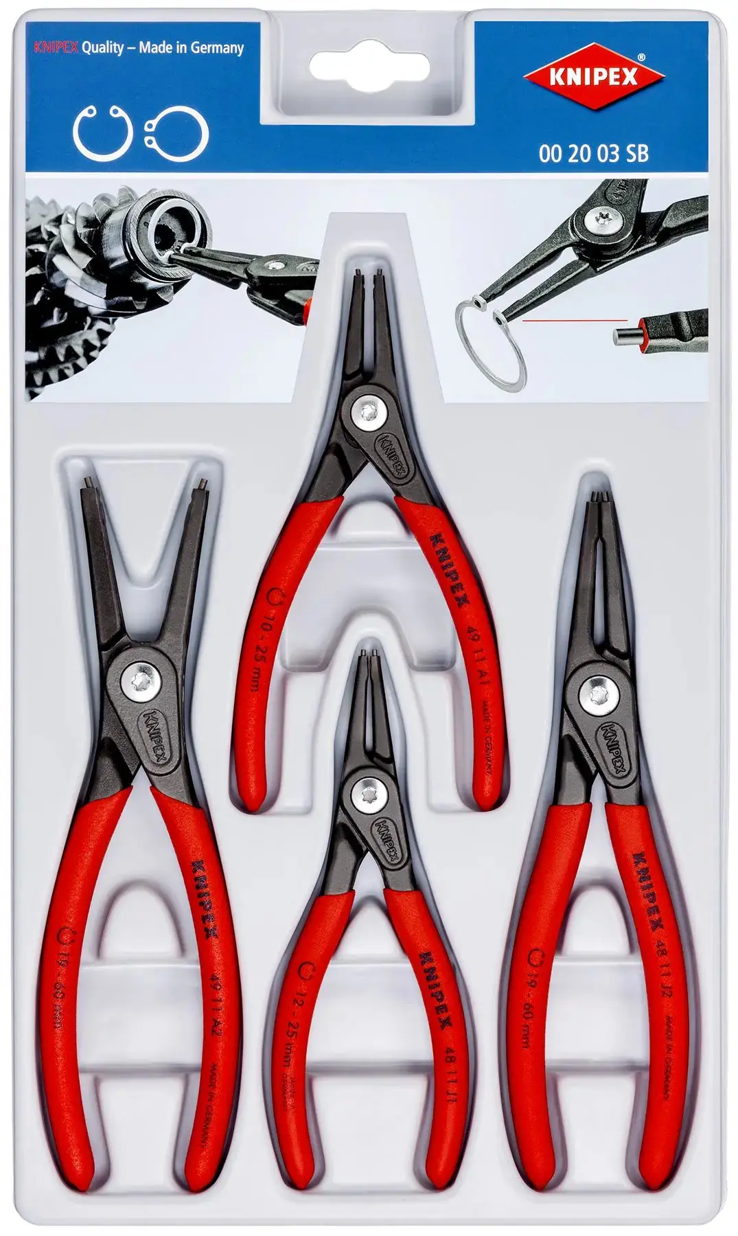 Knipex Precision Circlip Plier Set 4 Piece For Internal And External Circlips 00 20 03 Sb 1