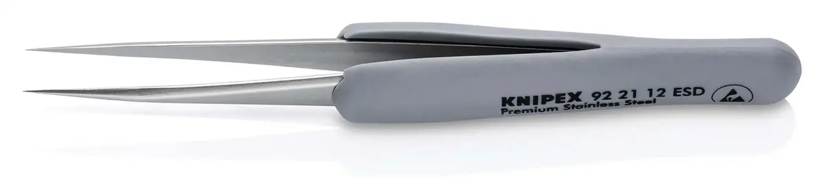 Knipex Precision Tweezers With Rubber Handles Esd Smooth Gripping Surfaces 92 21 12 Esd 1