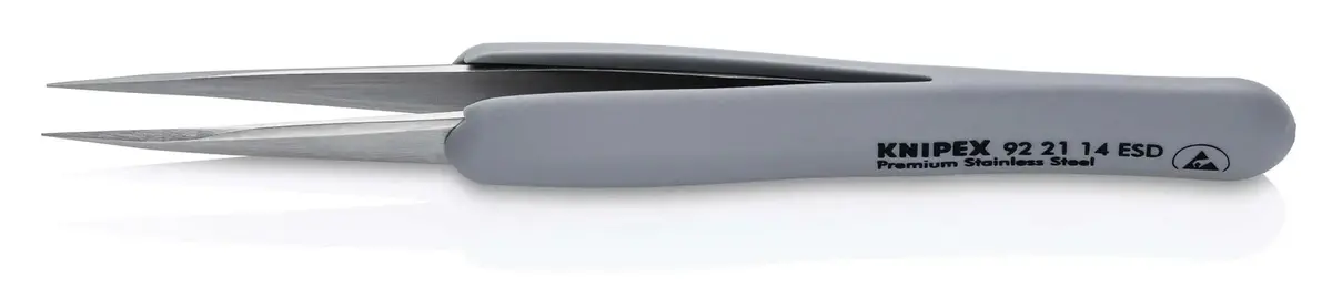 Knipex Precision Tweezers With Rubber Handles Esd Smooth Gripping Surfaces 92 21 14 Esd 1