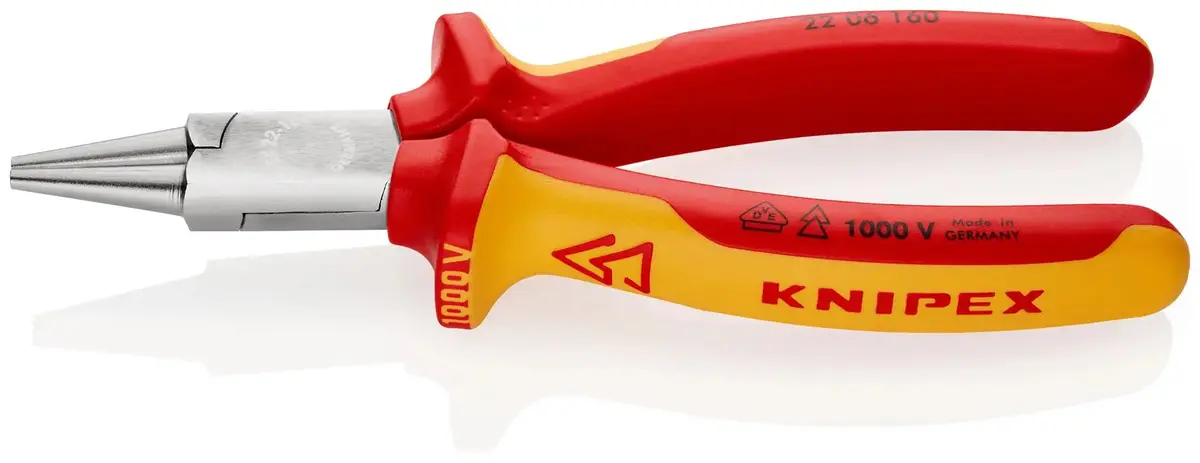 Knipex Round Nose Pliers 160Mm Vde 1000V Multi Component Grips 22 06 160 1