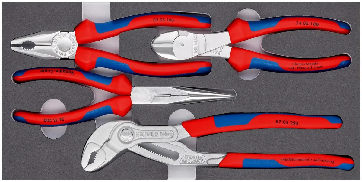 Knipex Set Of Pliers In Foam Tray 4 Piece Multi Component Grips Chrome Plated 00 20 01 V17 1