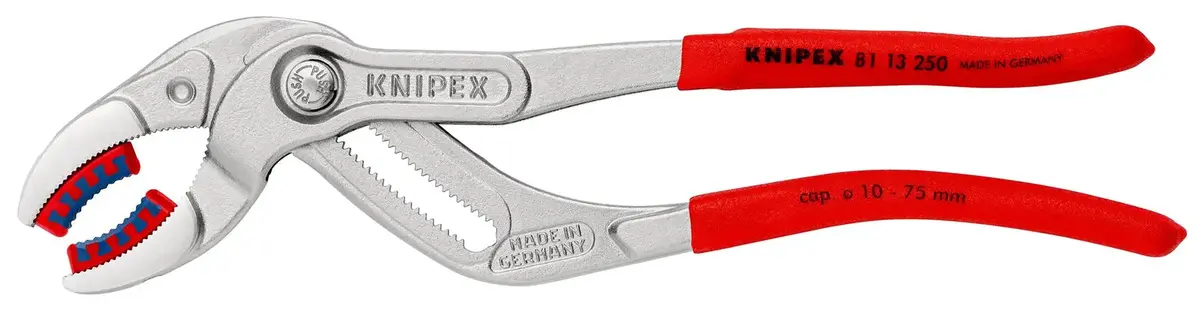 Knipex Siphon And Connector Pliers Speedgrip Chrome Plated Plastic Jaws 250Mm 81 13 250 1