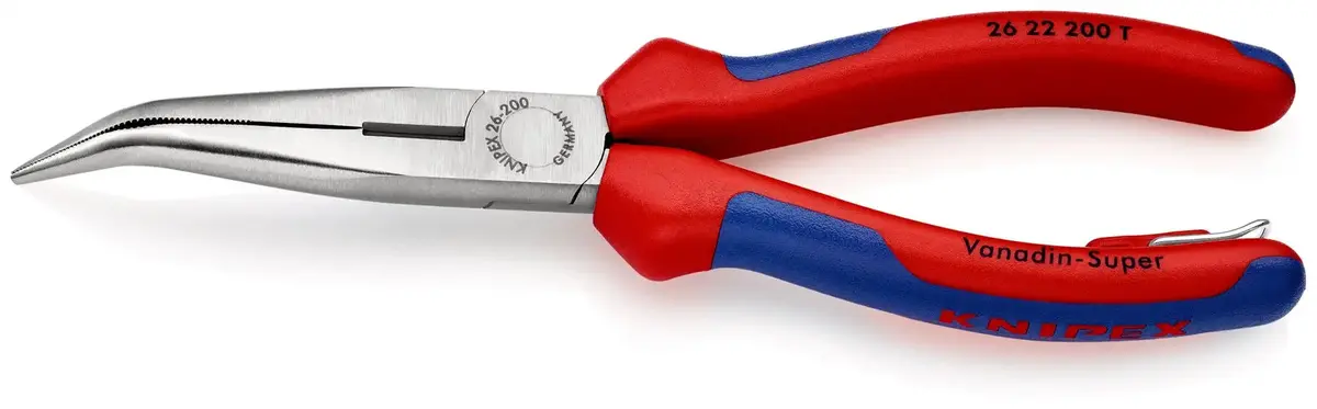 Knipex Snipe Nose Side Cutting Pliers 40° Bend 200Mm Multi Component Grips With Tether Point 26 22 200 T 1