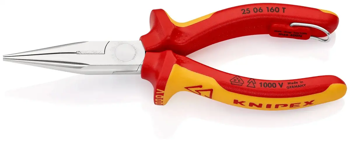 Knipex Snipe Nose Side Cutting Pliers Radio Plier 160Mm Vde Insulated 1000V With Tether Point 25 06 160 T 1
