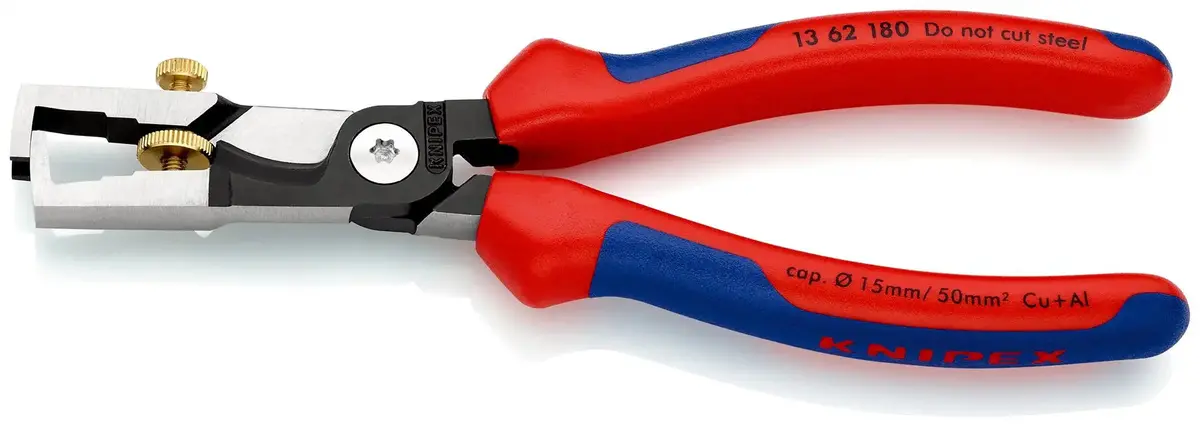 Knipex Strix Insulation Wire Stippiers With Cable Shears 180Mm Multi Component Grips 13 62 180 1