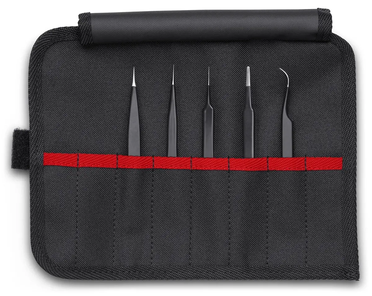 Knipex Universal Tweezers Set Esd Precision 5 Piece In Tool Roll 92 00 01 Esd 1