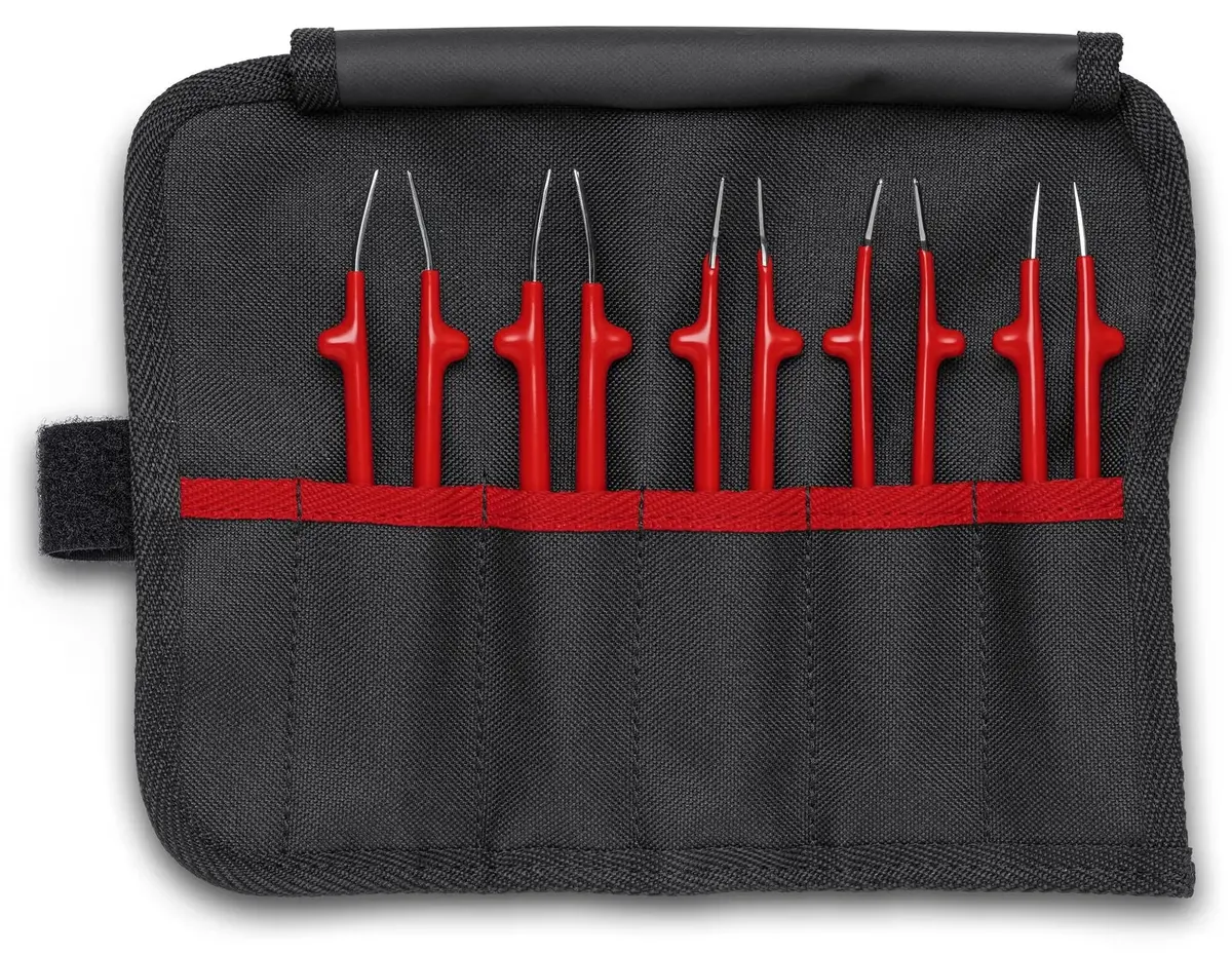 Knipex Universal Tweezers Set Insulated 1000V 5 Pieces In Tool Roll 1