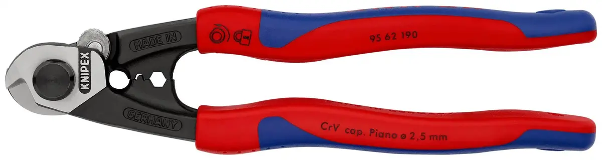 Knipex Wire Rope Cutters Forged Cutting Pliers Burnished Head Up To 7Mm Capacity 190Mm 95 62 190 1