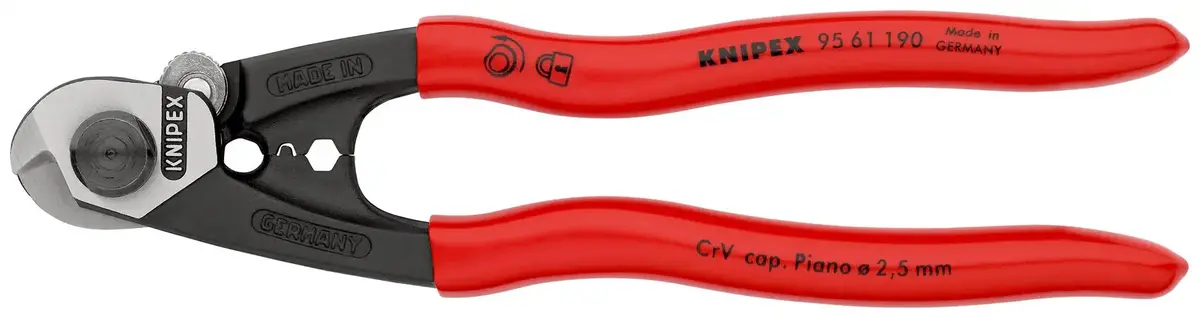 Knipex Wire Rope Cutters Forged Cutting Pliers Polished Head Up To 7Mm Capacity 190Mm 95 61 190 1