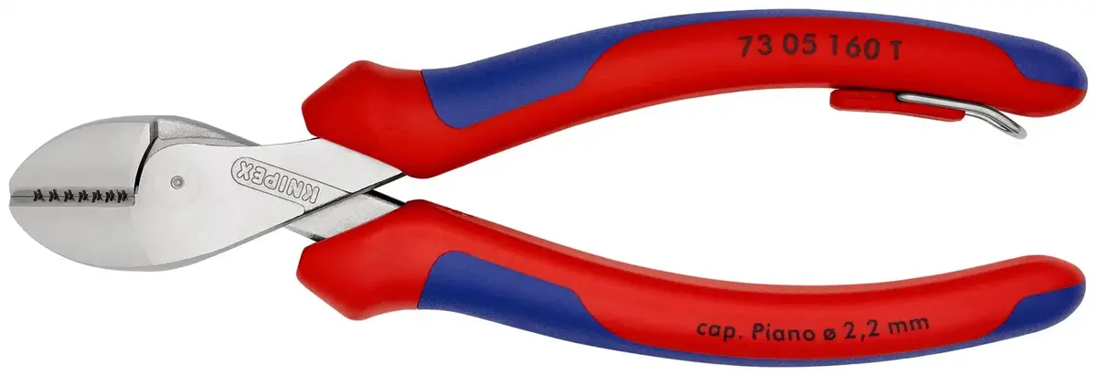 Knipex X-Cut Diagonal Side Cutting Pliers 160Mm Tether Point Multi Component Grips Chrome Plated 73 05 160 T 1