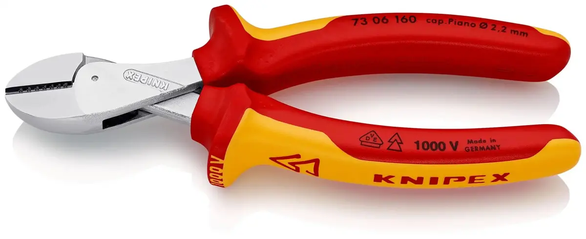 Knipex X-Cut Diagonal Side Cutting Pliers 160Mm Vde Tested 1000V Chrome Plated 73 06 160 1