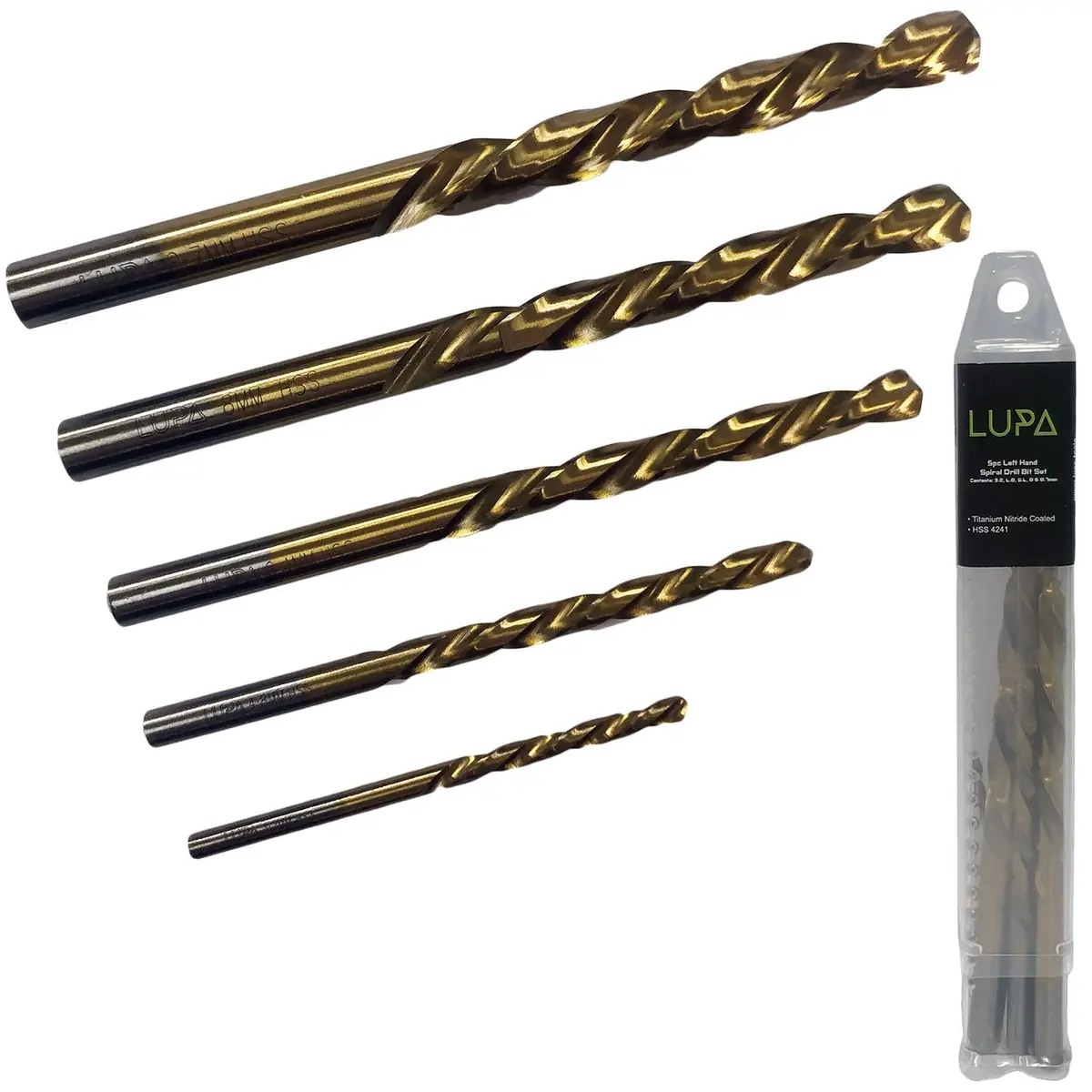 Lupa 5 Piece Left Hand Spiral Drill Bit Set Screw Stud Extraction Remover Removal 1