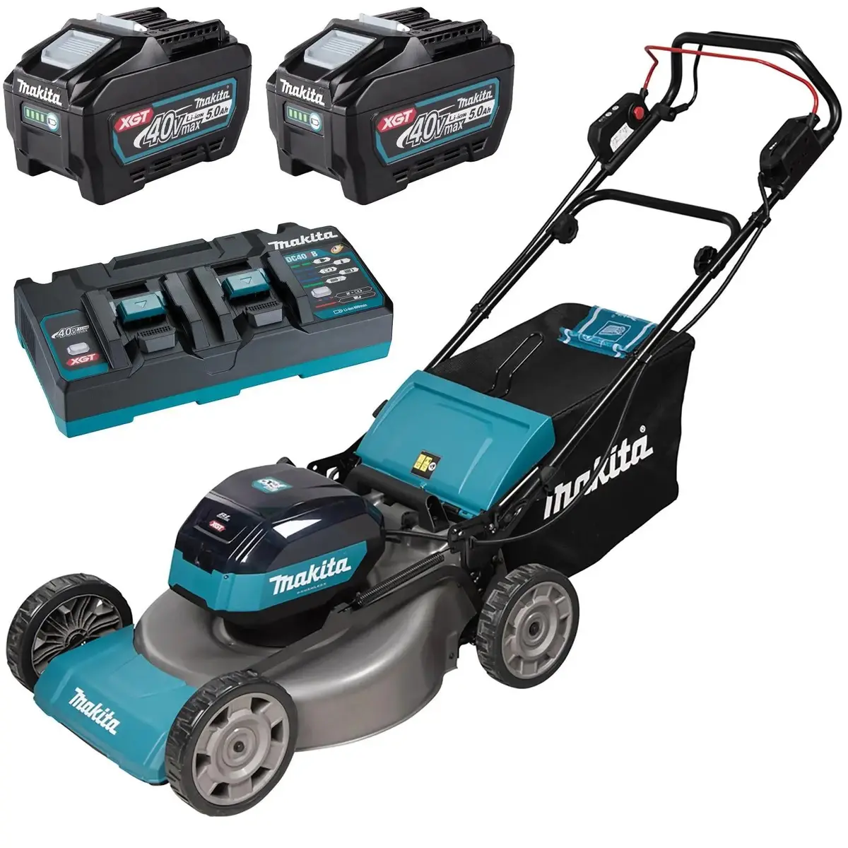 Makita 53Cm Lawn Mower 40V Max Xgt Li-Ion Cordless Garden Grass Outdoor 2 X 5Ah Battery And Dual Fast Charger Lm002gt204 1
