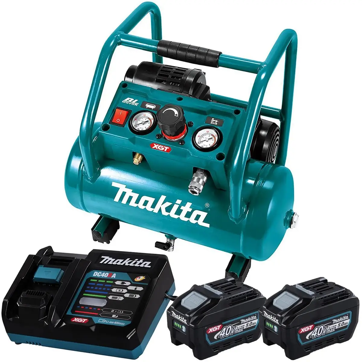 Makita Air Compressor Xgt 40V Max Brushless Cordless 2 X 5Ah Batteries Rapid Charger Ac001gt201 1