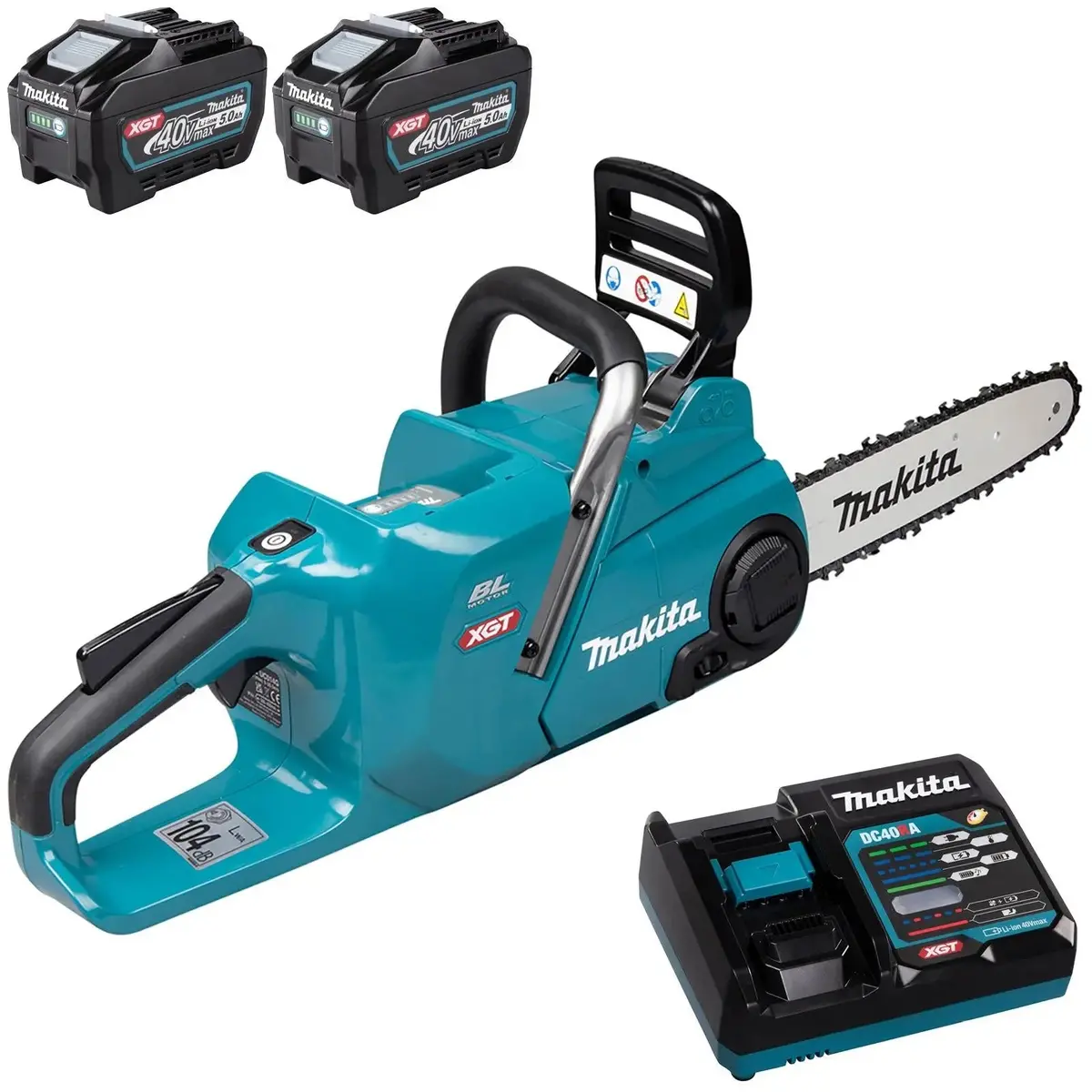 Makita Chainsaw Kit Heavy Duty 30Cm 12" 40V Xgt Brushless Cordless 2 X 5Ah Battery And Rapid Charger Garden Tree Cutting Pruning Uc014gt201 1