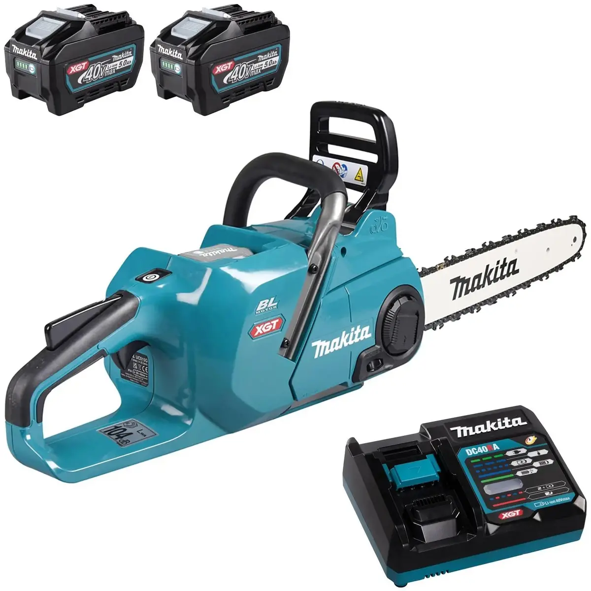 Makita Chainsaw Kit Heavy Duty 35Cm 14" 40V Xgt Brushless Cordless 2 X 5Ah Battery And Rapid Charger Garden Tree Cutting Pruning Uc015gt201 1