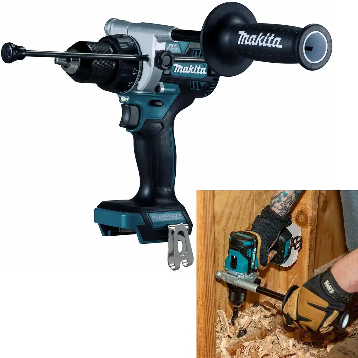 Makita Combi Drill 18V Lxt Brushless Cordless Hammer Drill Driver Li-Ion Body Only Dhp486z 1