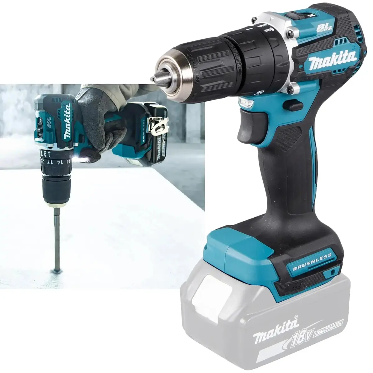 Makita Combi Drill Hammer Driver 18V Lxt Brushless Cordless Dhp487z Body Only 1