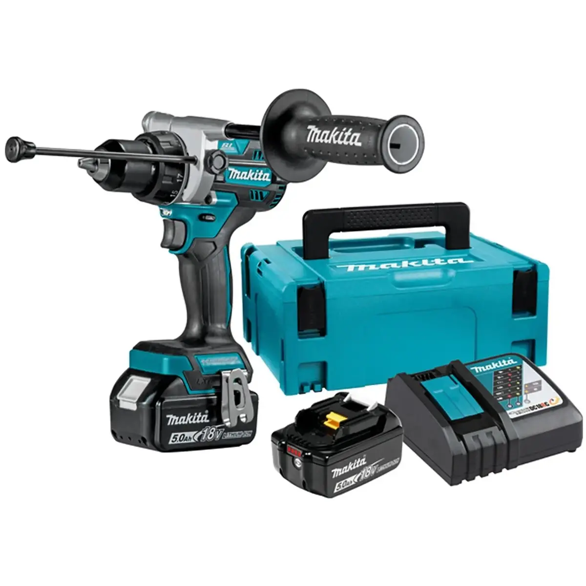 Makita Combi Drill Kit 18V Lxt Brushless Li-Ion 2 X 5Ah Charger Type 2 Case Dhp486rtj 1