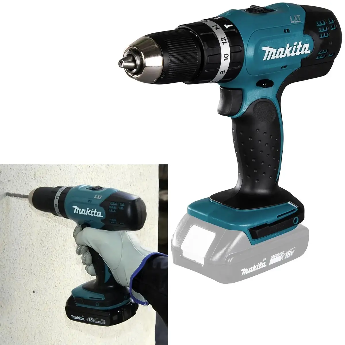 Makita Combi Drill With Hammer Action 18V Lxt Cordless Dhp453z Body Only 1